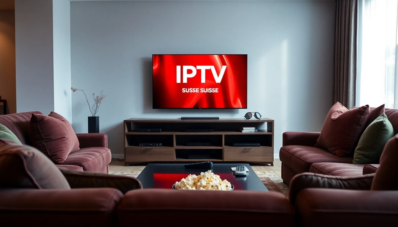 Experience seamless IPTV Suisse streaming on a stylish modern TV in a cozy living room.