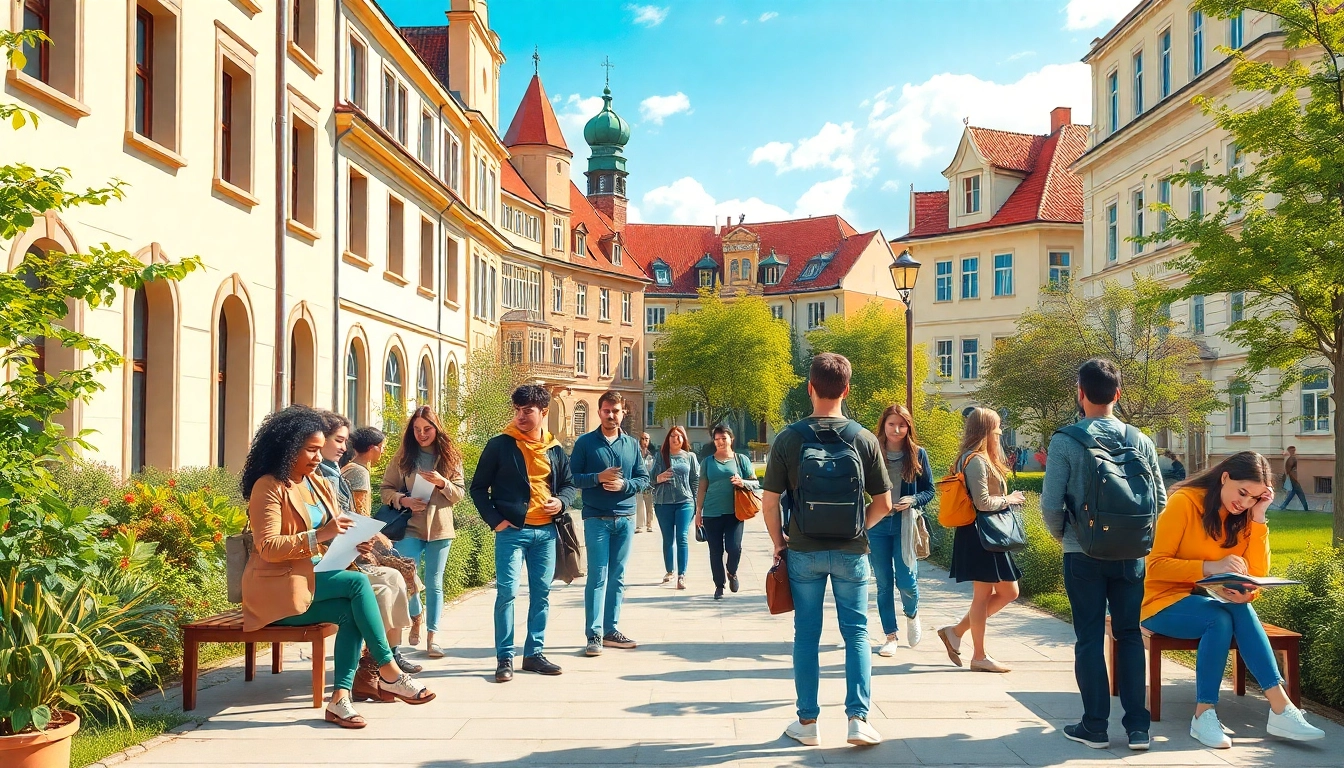 Students engaged in Polonya'da Üniversite Eğitimi on a beautiful campus in Poland.