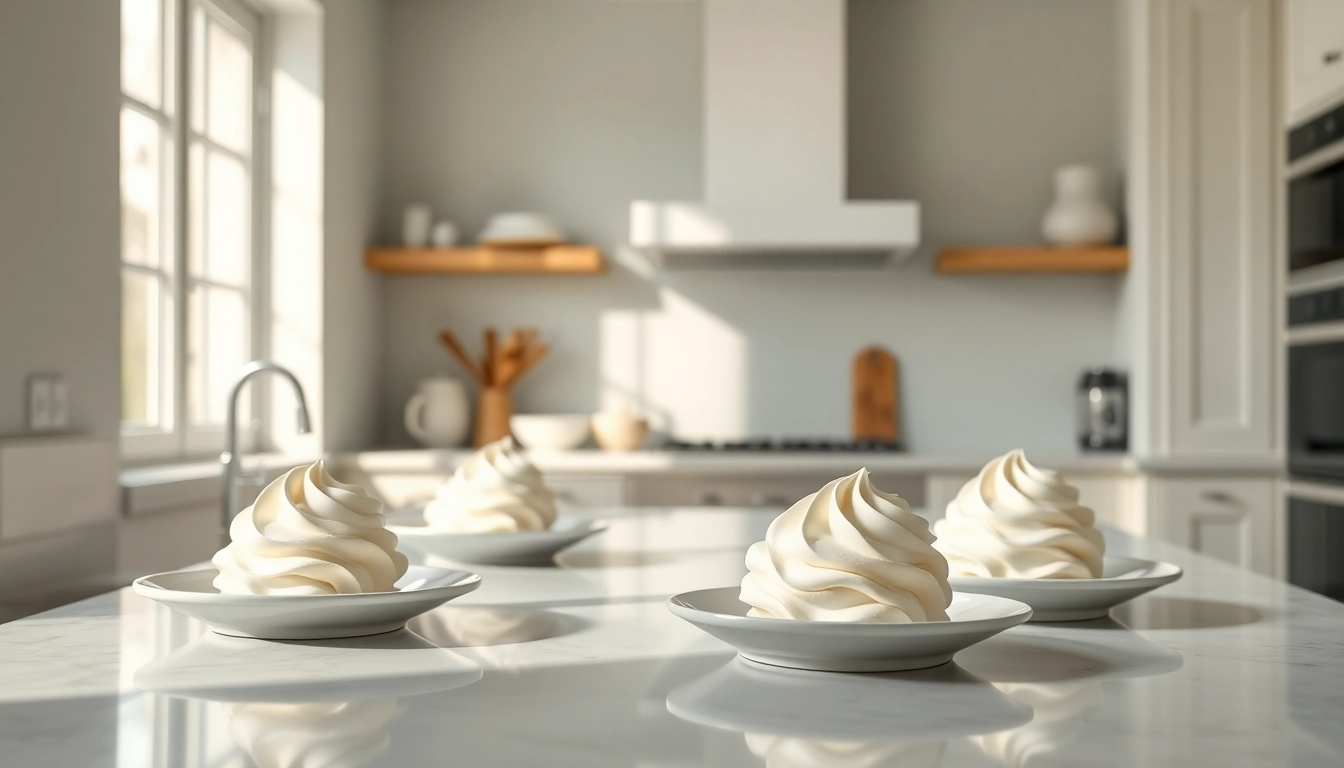 Using cream chargers Singapore for creating fluffy whipped cream in a stylish kitchen setup.