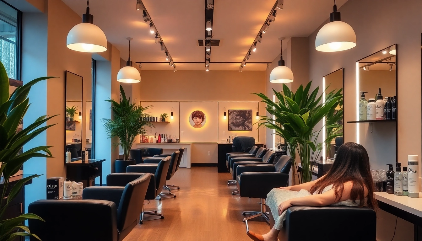 Salon Haarpflege von Olaplex setup with elegant displays and tranquil ambiance, showcasing premium haircare products.