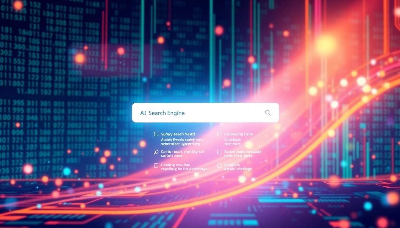 Visualize an AI search engine showcasing advanced results and interactive features, enhancing user experience.