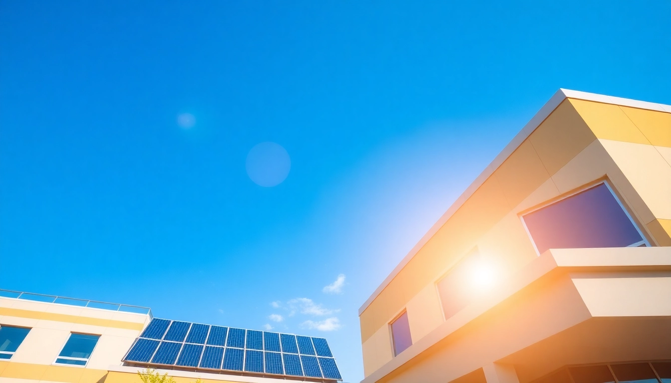Maximize energy efficiency with commercial solar installations featuring rooftop panels on a corporate building.