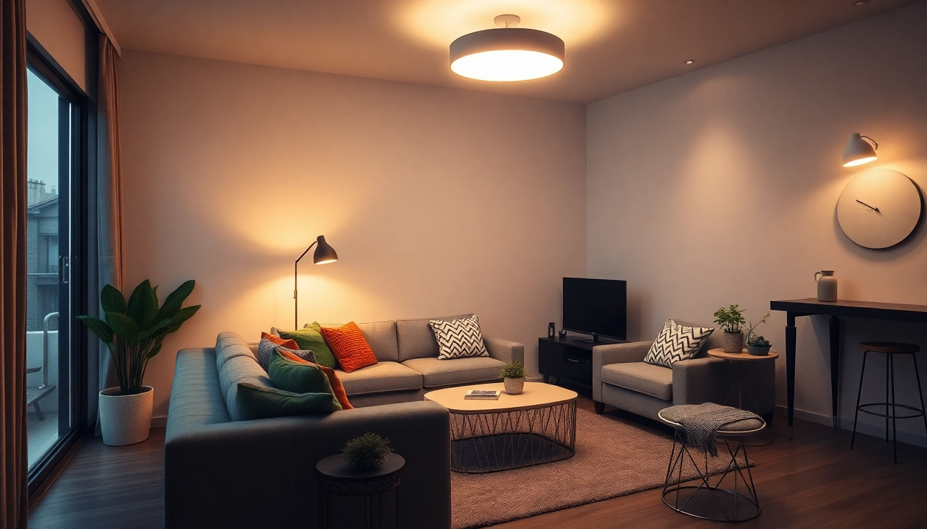 Showcase of the best smart home gadgets featured in a modern setting with ambient lighting.
