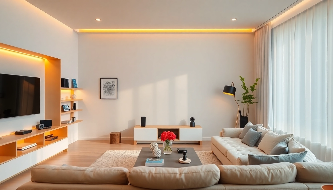 Showcasing the best smart home gadgets with a vibrant living room setup.