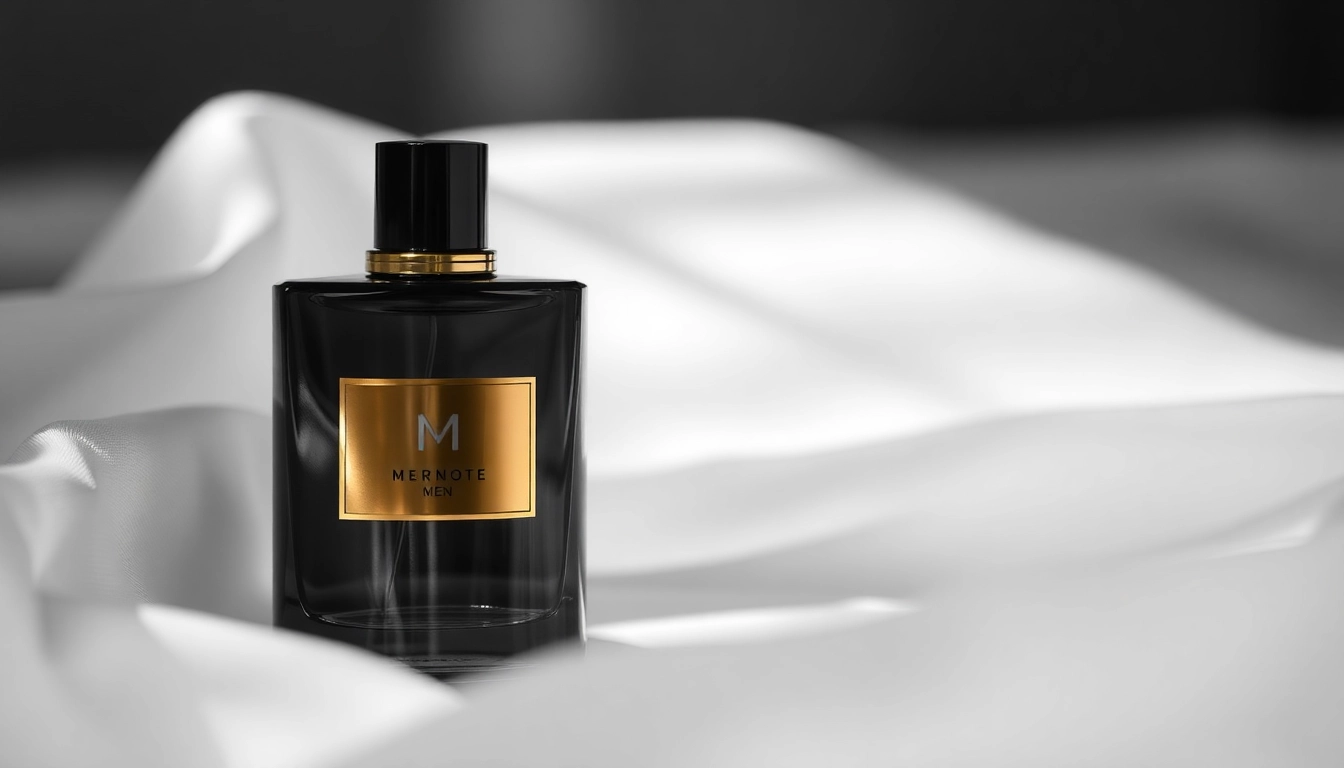 Men's fragrance bottle glistening in soft light, showcasing intricate design elements to evoke luxury.