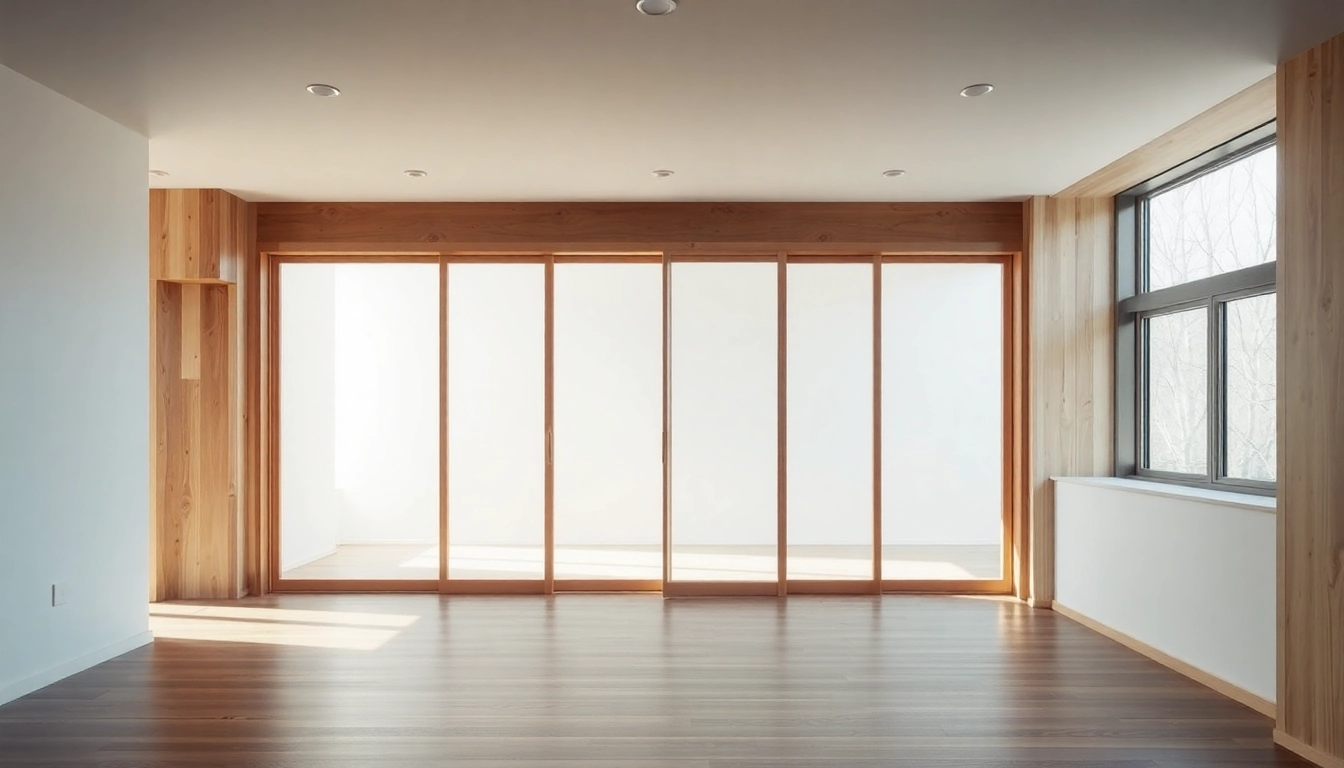 Showcase a sliding partition wall elegantly separating spaces, enhancing functionality and aesthetic appeal.