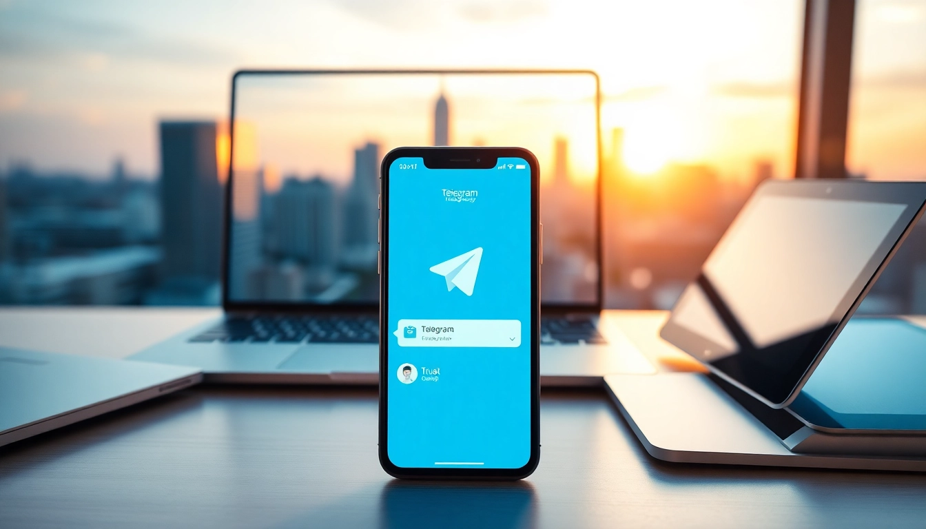 Explore Telegram features on the 电报官网 with a modern digital communication setup