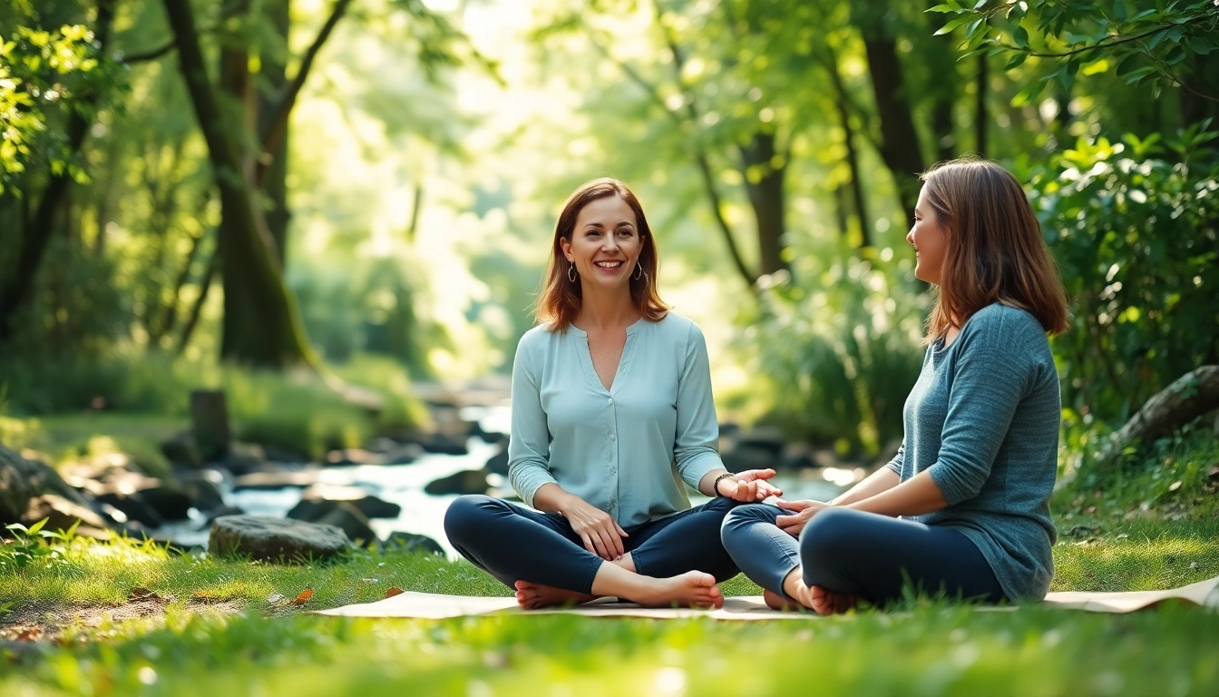 Empowering session with a spiritual life coach UK in a tranquil natural setting.
