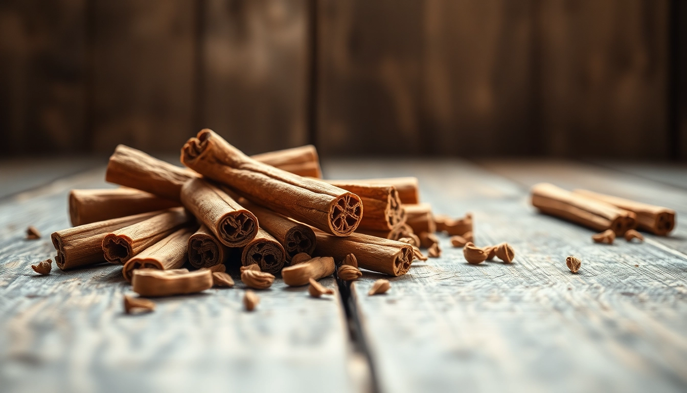 Cinnamon Bark pieces showcasing their unique textures on a rustic wooden table.