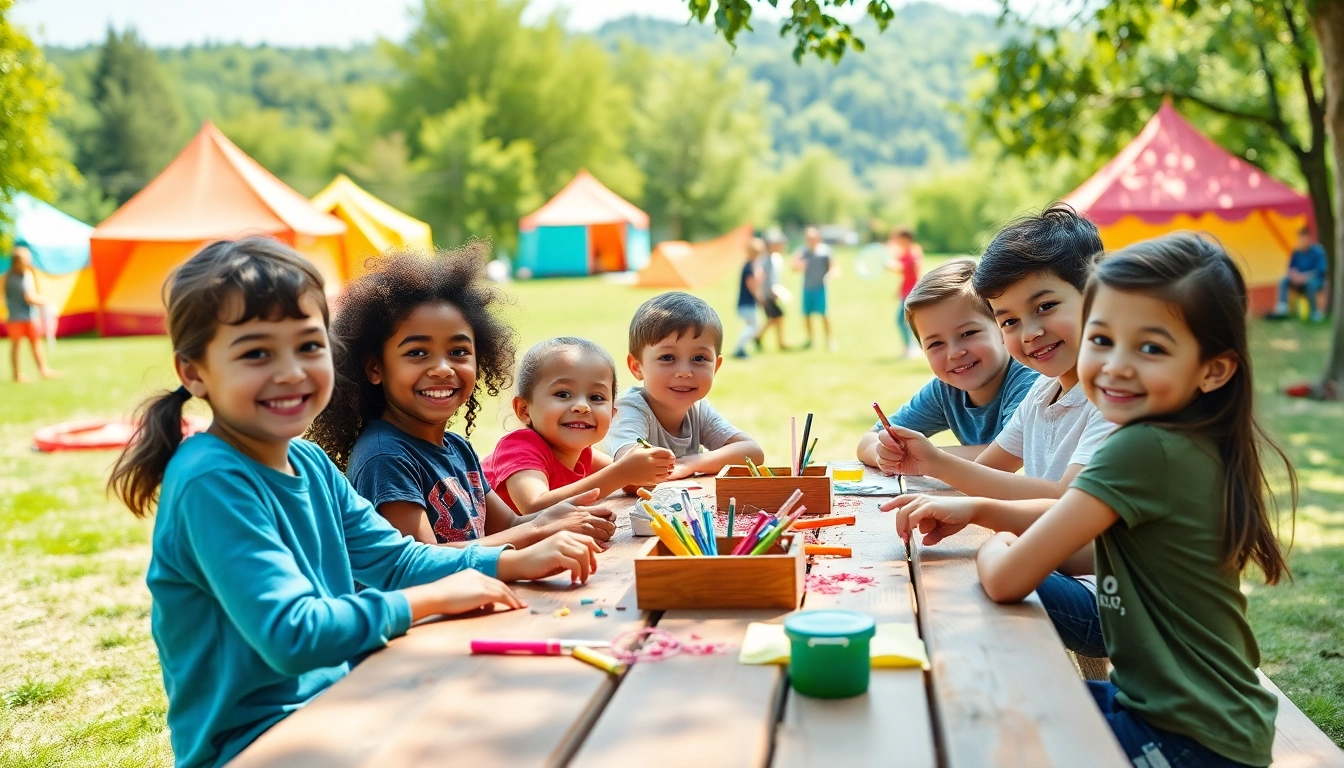 Children joyfully engage in fun activities at holiday camps, showcasing creativity and teamwork.